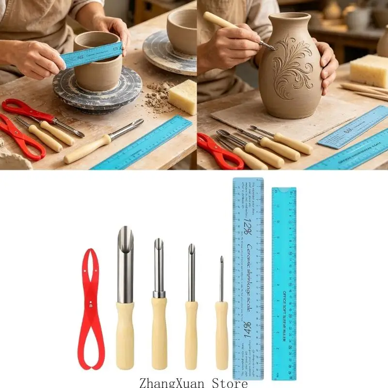 7-teiliges Tonform-Messwerkzeug zum Trimmen von Kanten und Hinzufügen feiner 3XUF – Detail 9