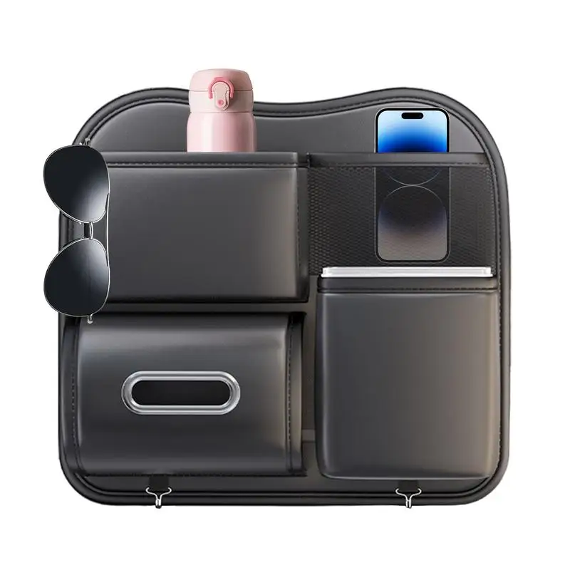 Car Rubbish Bin Back Of Seat Auto Back Seat Tissue Organizer Box Water Bottle Container Car Garbage Bin Car Leather Garbage Can