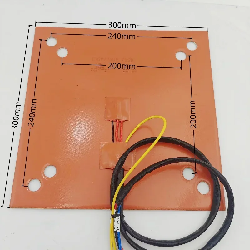 

CR-10 Силиконовый нагревательный коврик с подогревом 110/220 В 750 Вт Кровать для 3D-принтера NTC3950 100 К Термистор для 3D-принтера Sidewinde X1/CR10 He