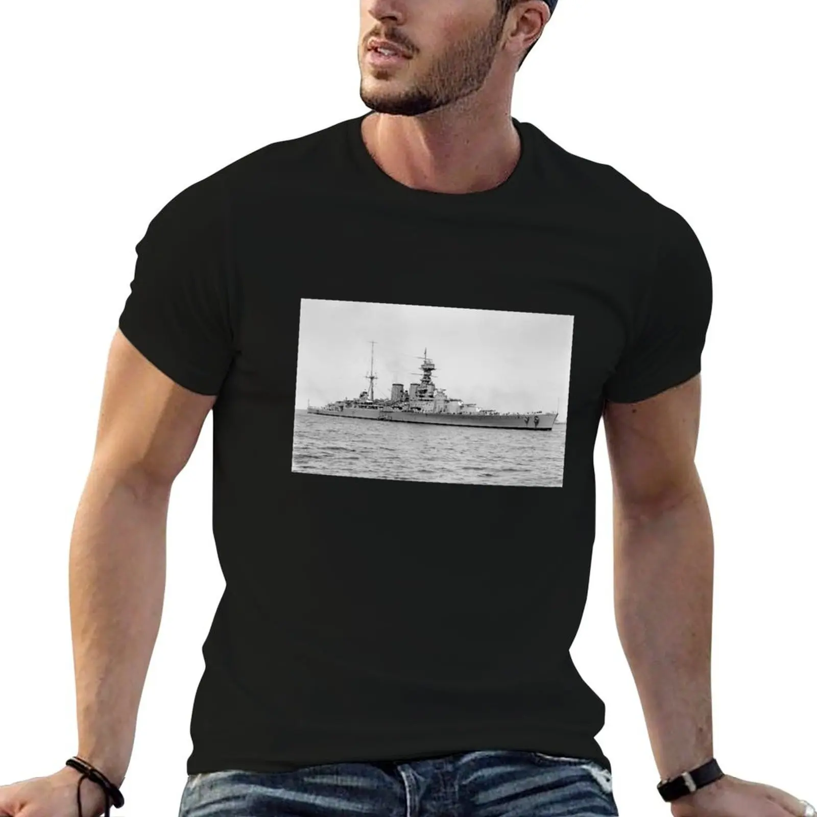 Camiseta HMS Hood Battlecruiser para hombre, camisetas gráficas 100% de algodón para hombre, camisetas para hombre, camiseta suave de algodón