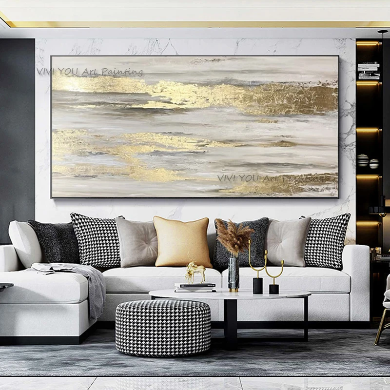 

Handpainted Texture Gold Abstract Thick Oil Painting Wall Canvas Picture For Modern House Wall Decoration