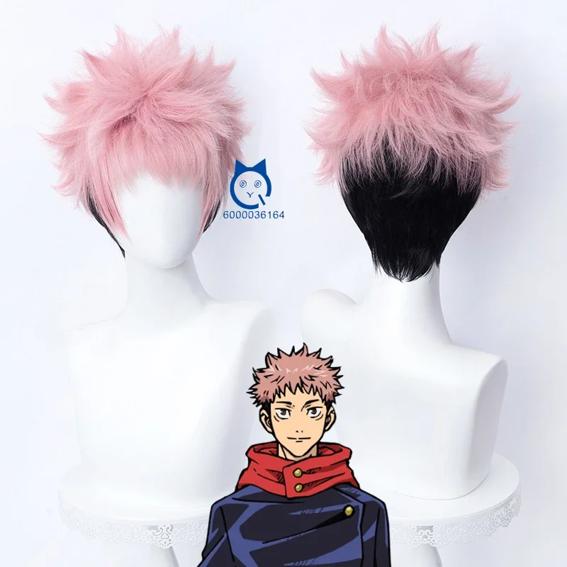 Jujjutsu Kaiisen Anime Itadori Yuji Ryomen Sukuna Cosplay 28cm Pink Short Wig Heat Resistant Synthetic Hair for Party Comic Con