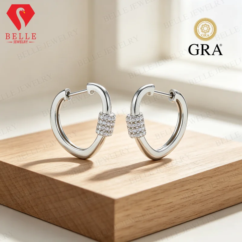 Moissanite Earrings 1mm Round Cut D Color VVS1 925 Sterling Silver GRA Certified Factory Direct Non-fading Ideal Gift