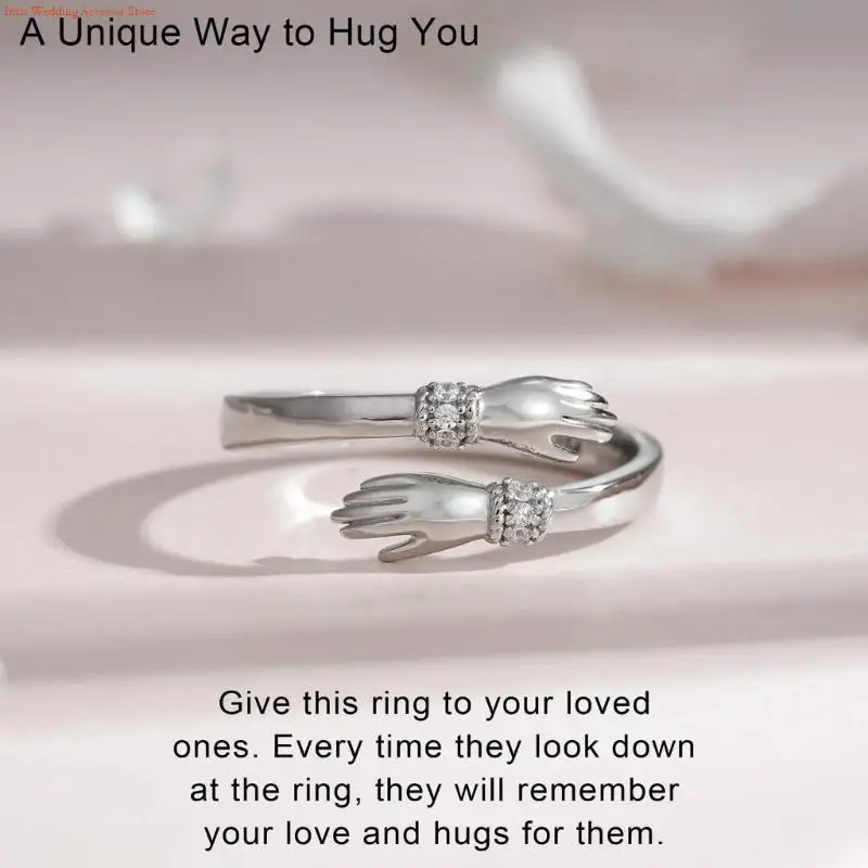 G92D Hug Open Promise Ring Antique Vintage Finger Band-Ring Adjustable Ring
