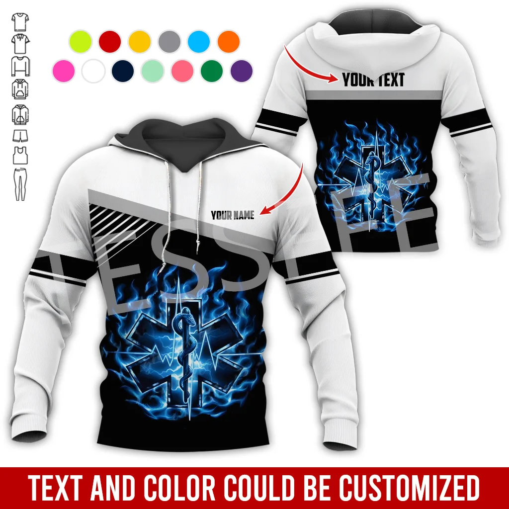 Custom Name Cosplay EMT EMS Paramedic Tattoo Tracksuit Vintage Unisex 3DPrint Pullover Harajuku Jacket Casual Funny Hoodies N-42