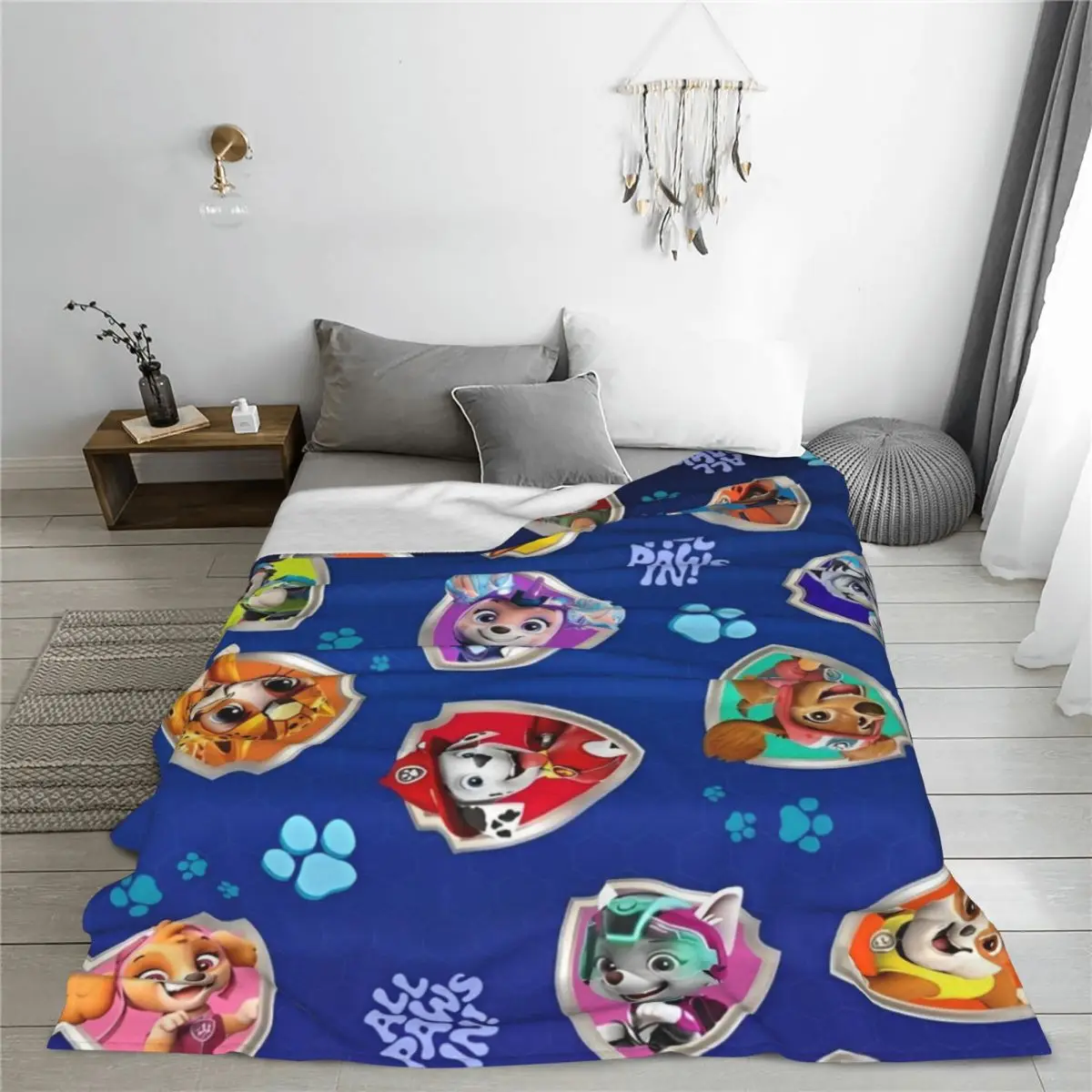 Cute Cartoon P-Patrol Dog Blanket Marshall Chase Rubble Flannel Funny Warm Throw Blanket for Home Winter