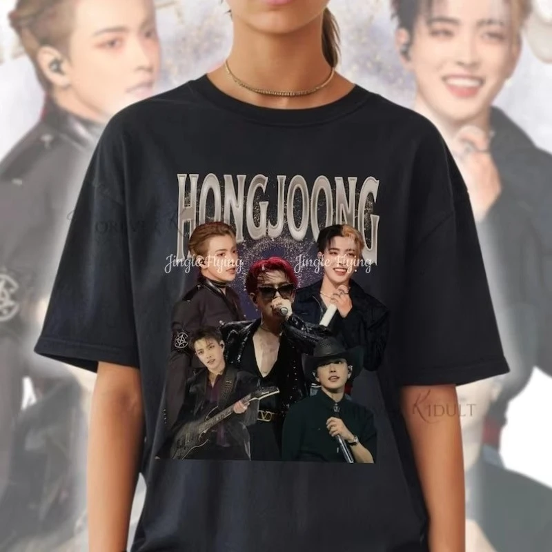 Hongjoong Vintage 90s Retro Summer T-shirt Merch Concert Outfit Ateez Atiny Kpop Graphic Shirt Ideal Gift for Her or Him