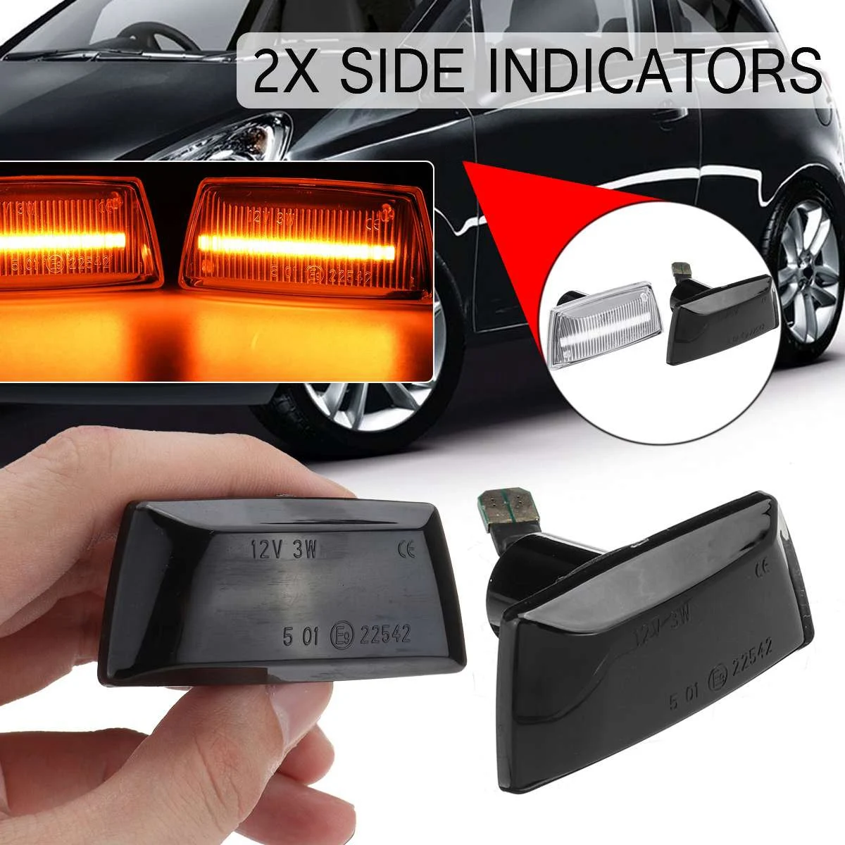 2Pcs LED Side Marker Lights 12V Car Turn Signal Light Panel Lamp for Vauxhall for