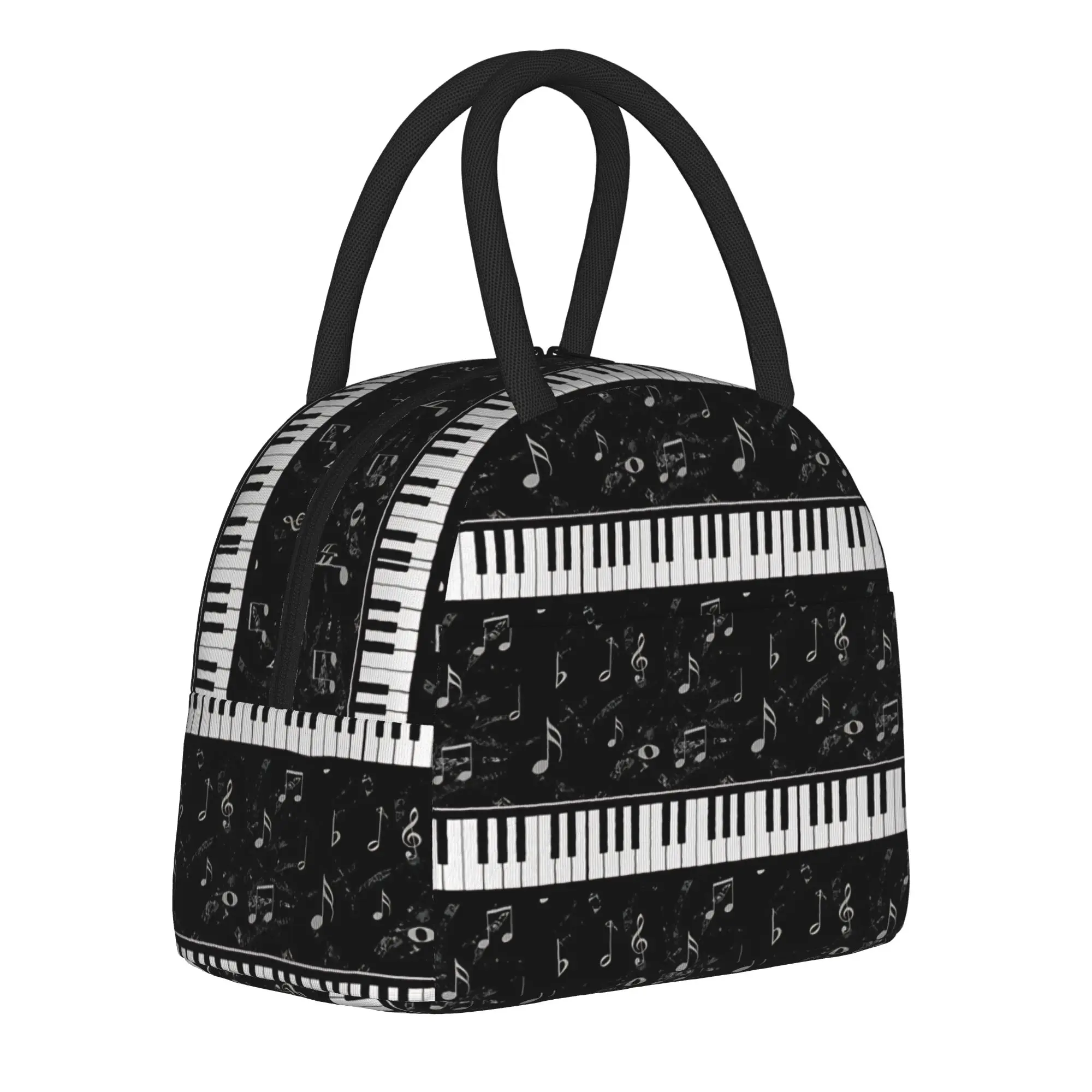 Piano Music Notes Pattern Insulated Lunch Bag Portable  Meal Container Thermal Bag Tote Lunch Box College  Travel Food Bag