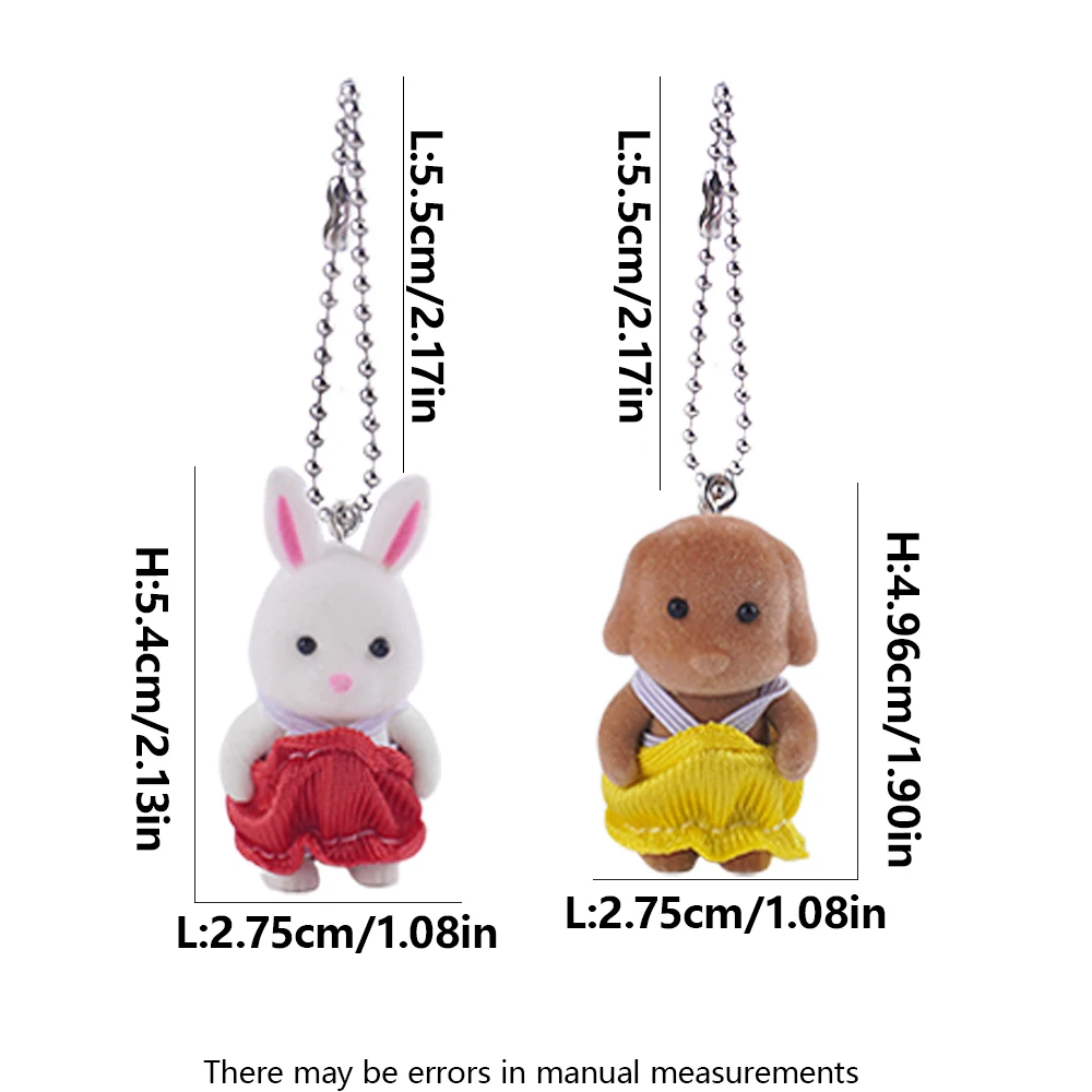 1-3 pezzi mini casa delle bambole coniglio scoiattolo elefante bambola animale con catena pendente può appendere zaino vestiti modello giocattolo regalo