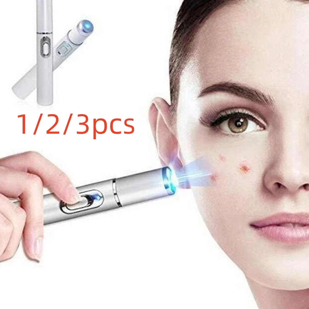 2pcs Blue Light BIO Micro Current Therapy Acne Laser Ball Roller Pen Soft Scar Wrinkle Removal Device For Skin Care