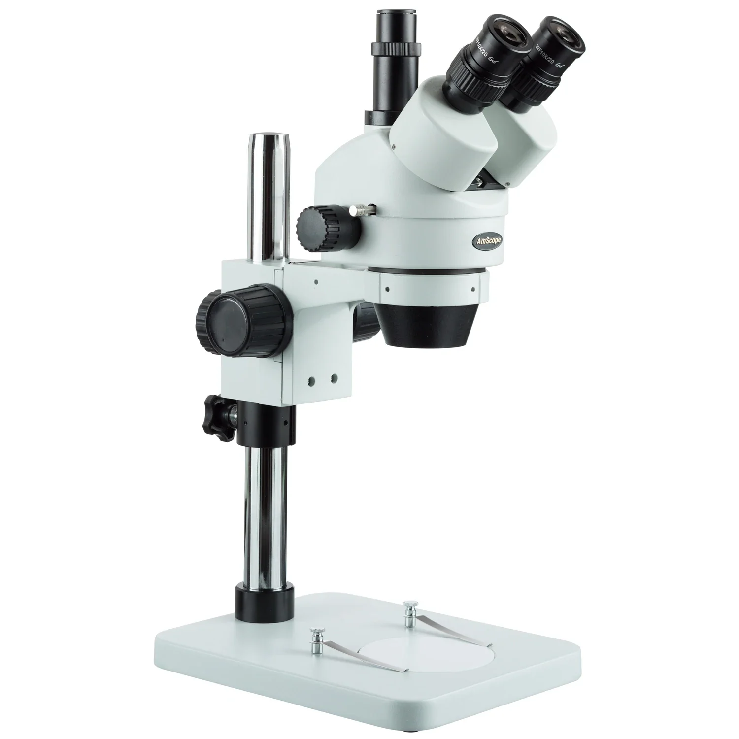 AmScope 7X-45X Zoom Trinocular Stereo Kính Hiển Vi Với Bàn Cột Trụ Đứng