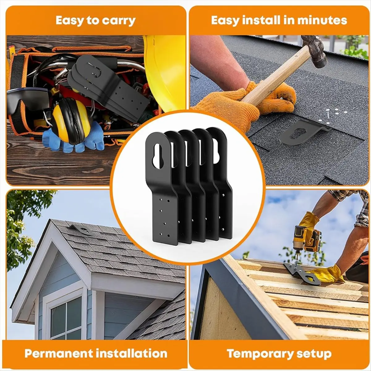 【~ New A88T】5Pcs Roof Safe Anchor Hitch Clip,Roof Anchors for Fall Protection Connects to Wood Surfaces