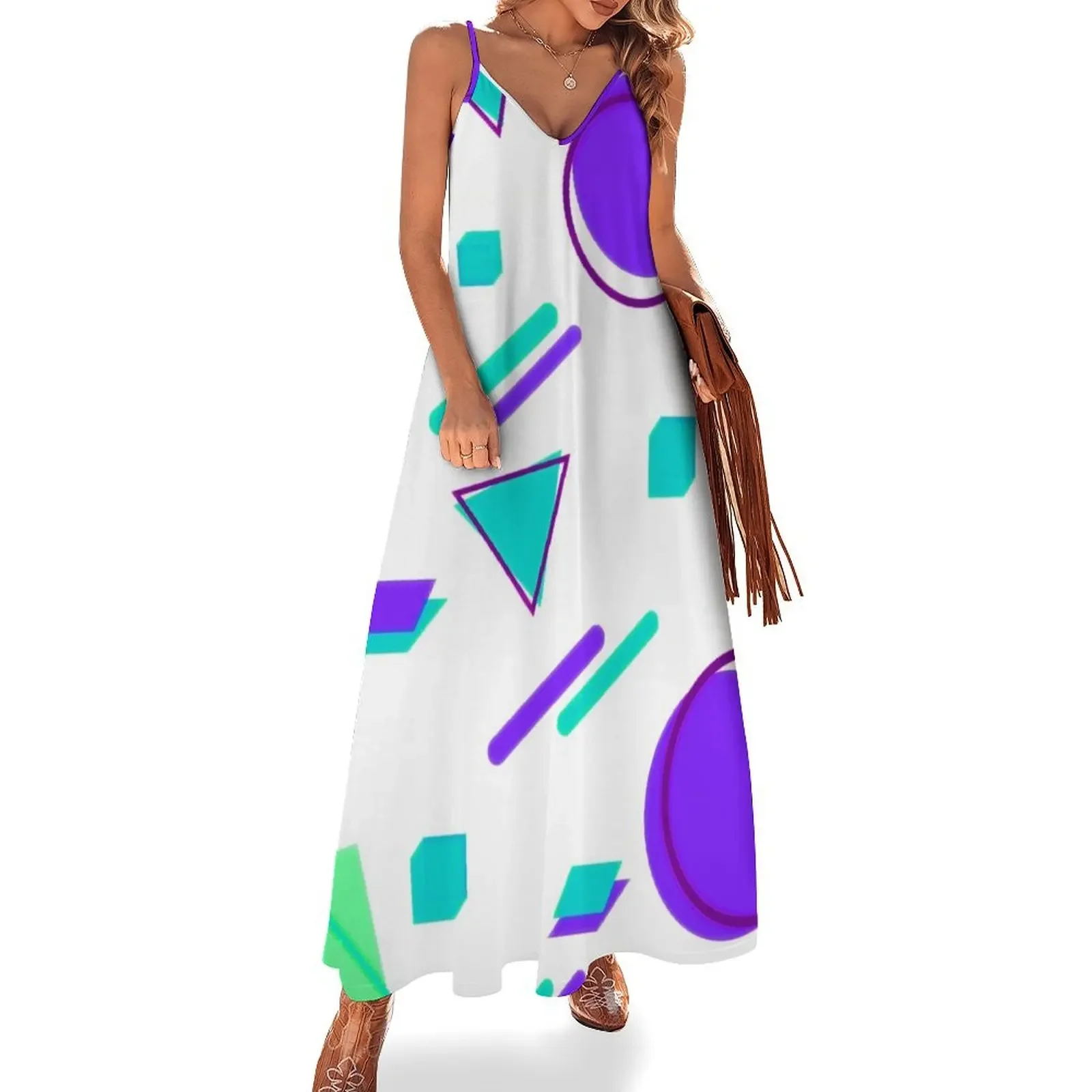 

Memphis Style Geometric Sleeveless Dress women's elegant loose dresses Women's evening dress