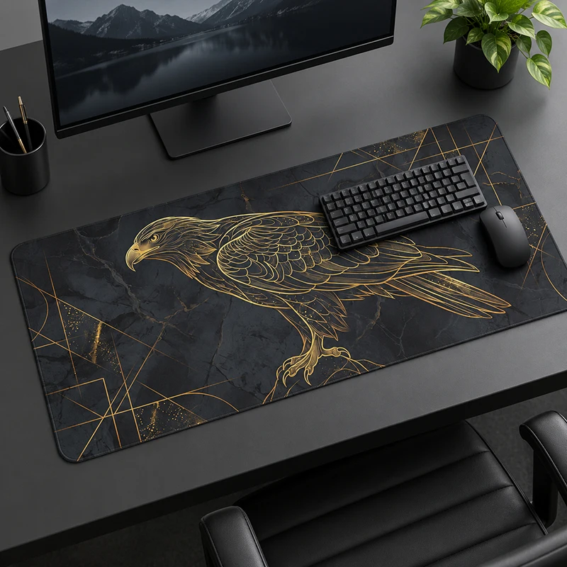 Mouse Pad Golden Line Raven Geometry Gamer printon demand New Computer HD Mousepad XXL Desk Mats Playmat Computer Table Mat