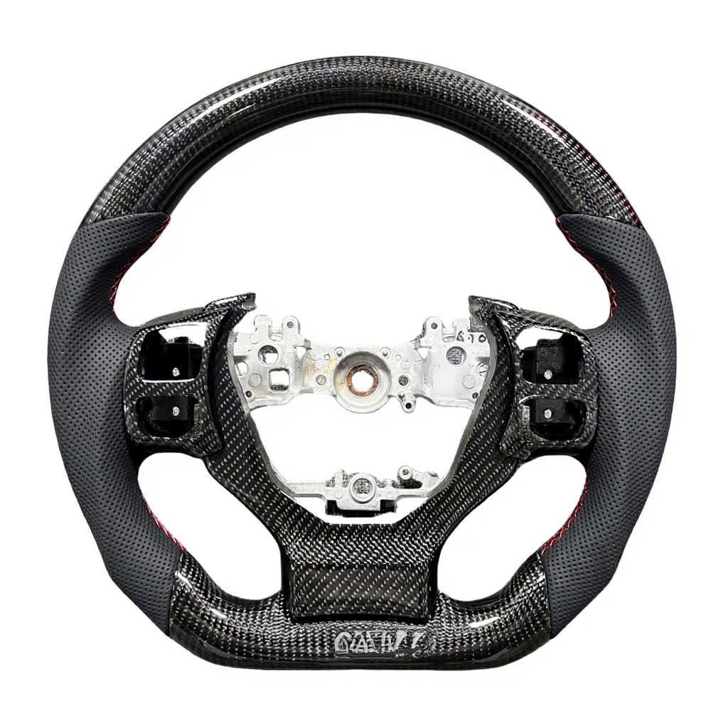 Custom Carbon Fiber Leather Red Stitch Steering Wheel For Lexus IS ES ES300 GS GS350 NX CT200 RC IS350