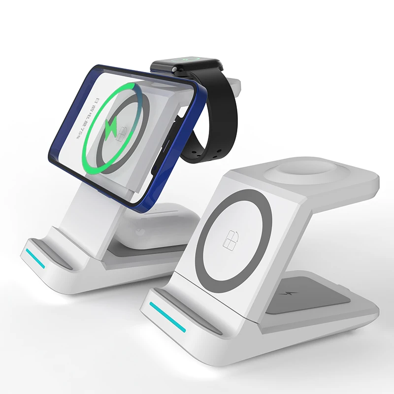 3 in 1 Wireless Charging Station 15W Qi Fast Charging Stand Height Adjustable multifunctional wireless charging station