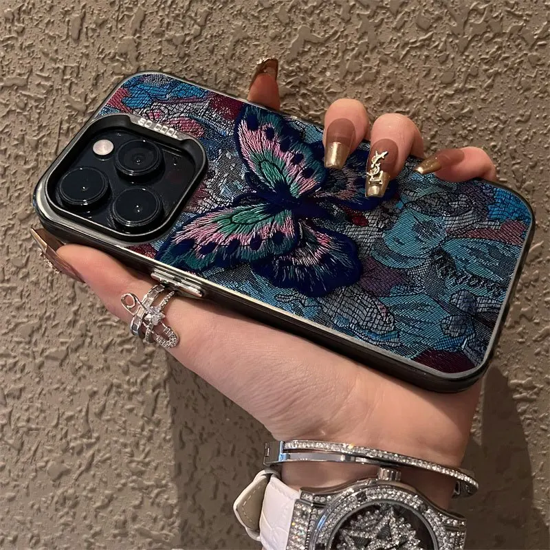 

Чехол для телефона с рисунком бабочки в стиле ретро для iPhone 16, 15, 14, 13, 12, 11 Pro/Max/Plus, противоударный задний чехол с защитой от отпечатков пальцев