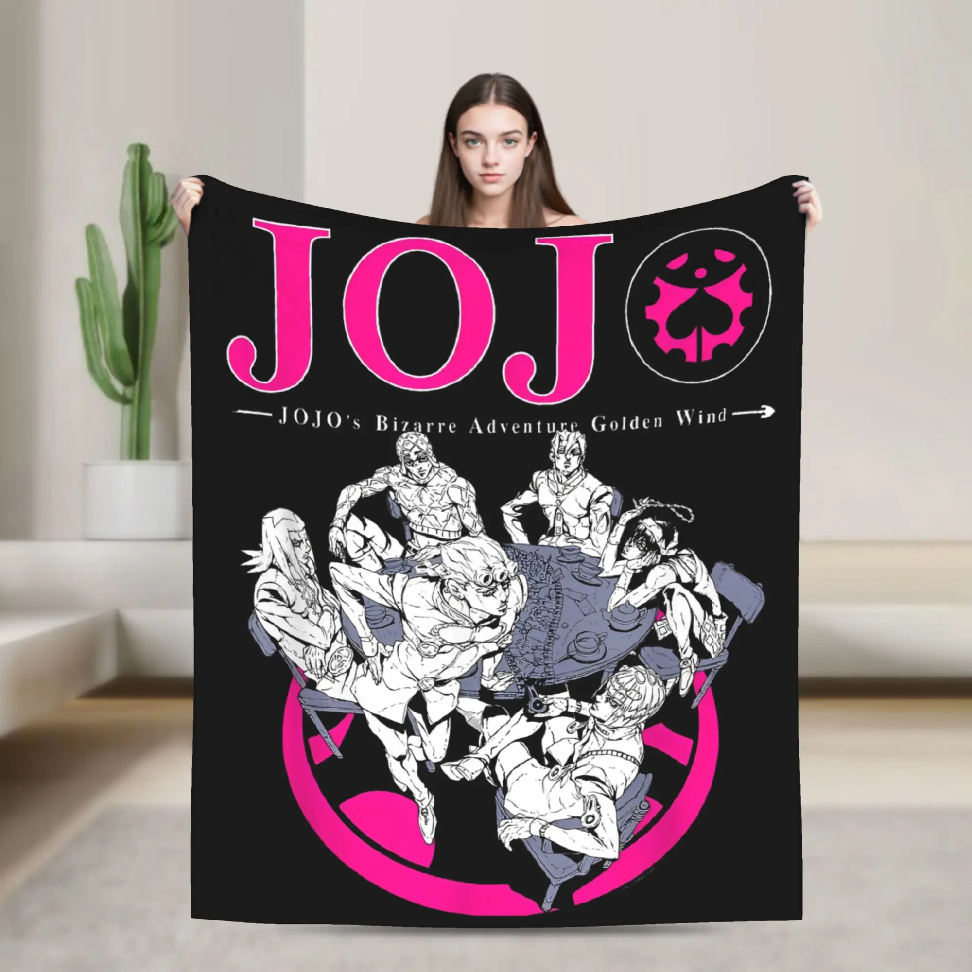 Golden Wind Bruno's Gang Japanese Anime  Flannel Throw Blankets J-JoJos Blanket for Sofa Bedroom Soft Plush Thin Quilt,
