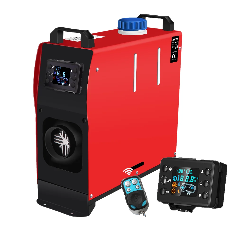 5 kW-os dízel split fűtőberendezés 12/24V 8 kW-os all-in-one dízel légfűtő hangtompítóval, távirányítós parkolófűtés autó, utánfutó, teherautó