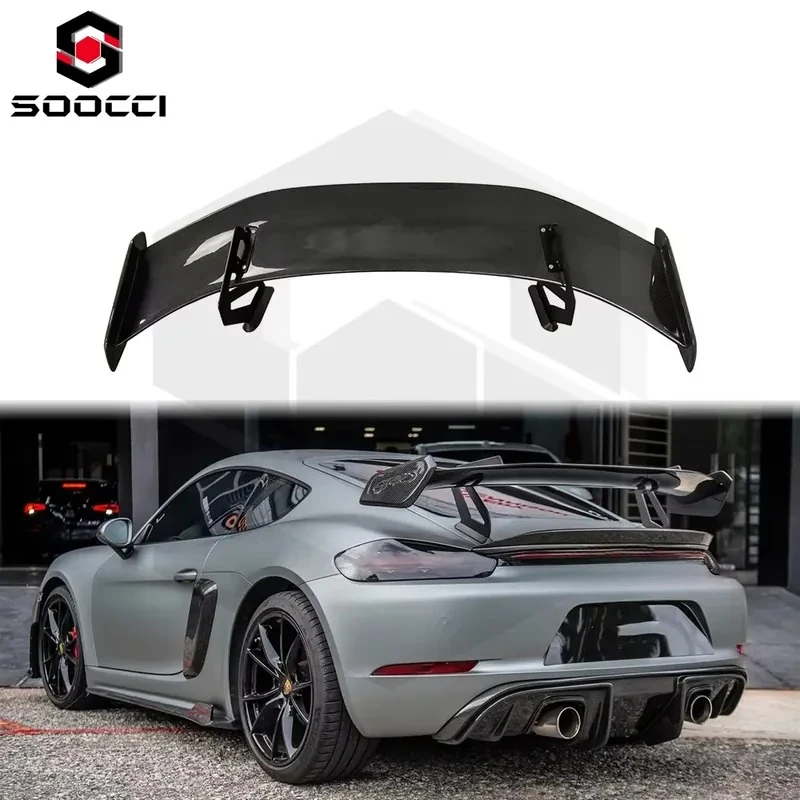 Dry Carbon Fiber GT4RS Style Rear Wing for 718 982 981 Cayman Boxster Rear Splitter Spoiler Diffuser Aerodynamic