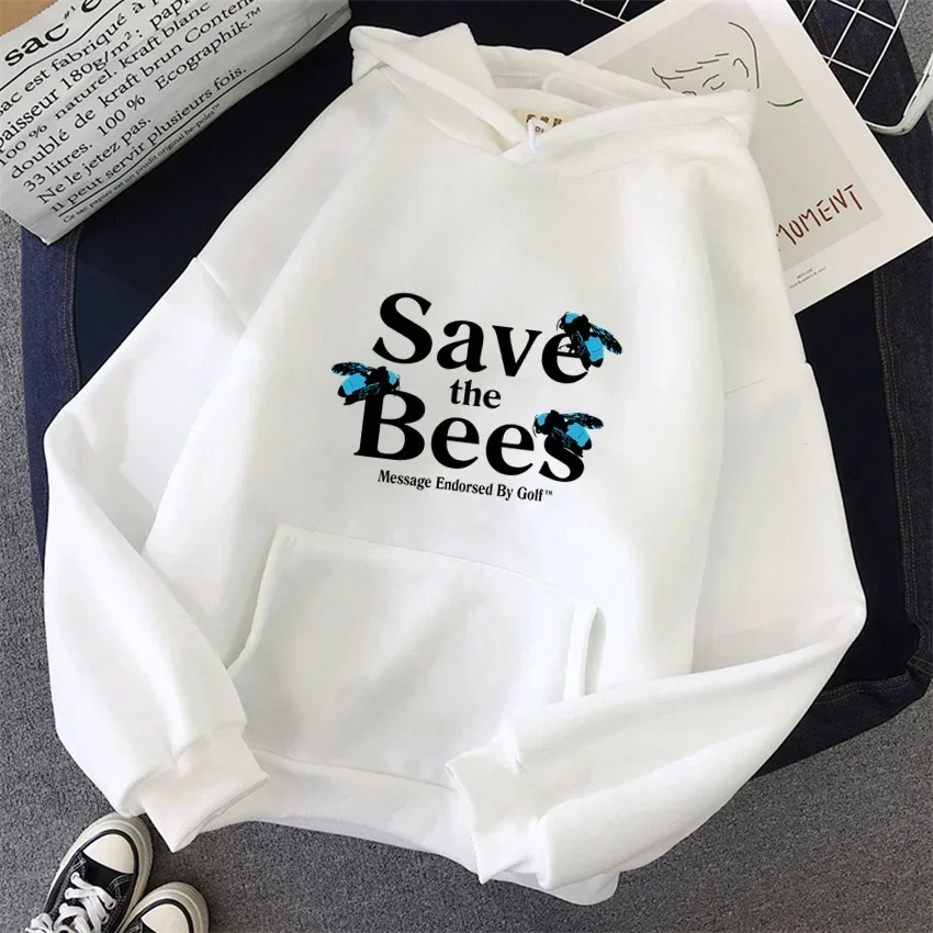 Cartoon Save The Bee Print Women's Hoodie Fashion Women's Hooded Pullover Women  Women's Sweatshirt Clothing clothes tops