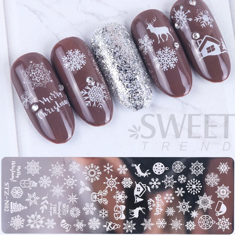 Nail Art Stamping Plate Snowflake Winter Christmas Rose Leaves Butterfly Desgin For Nail Polish Printing Template Tools Supplies