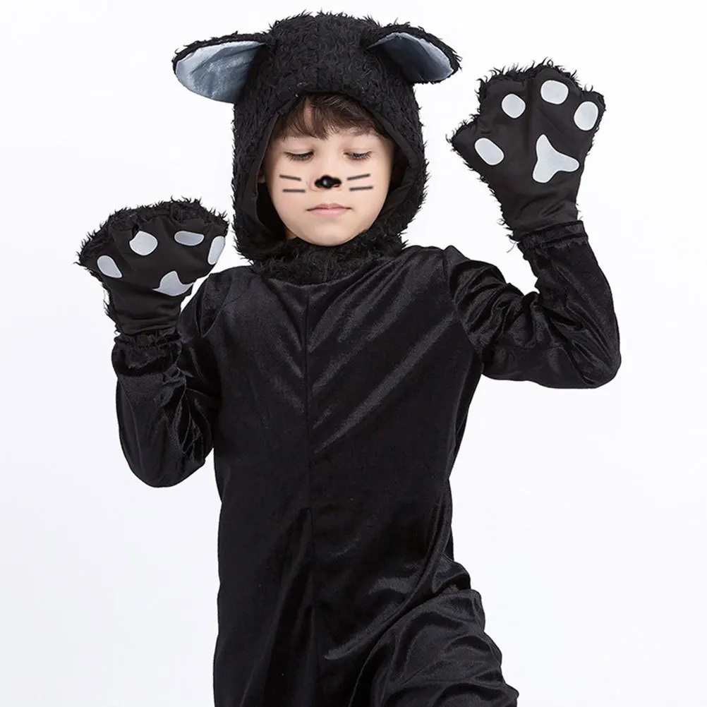 Creative Kids Halloween Cat Costume Set Funny Cosplay Outfit Cartoon Animal Design Toddler Role Play Clothes Reusable Party