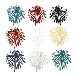 10pcs Iron Alloy Filigree Stamping Pendants Multicolor Flower Leaves Painted Charms DIY Necklace Earrings Jewelry 3.9cm x 3.3cm