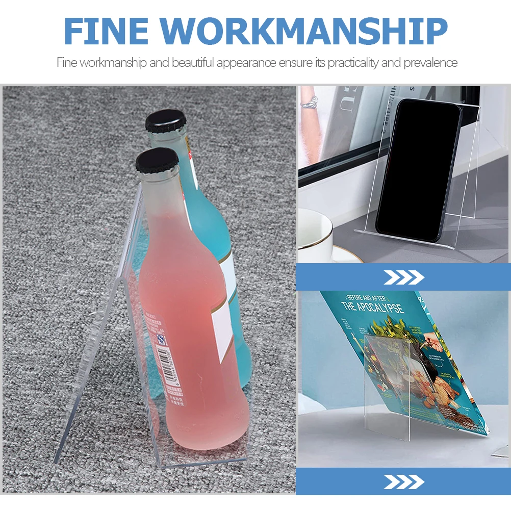 4pcs Acrylic Bookshelf Display Stand 100x115x130mm Simple Sign Holders Slanted Rack Price Menu Storage Desk Organizer