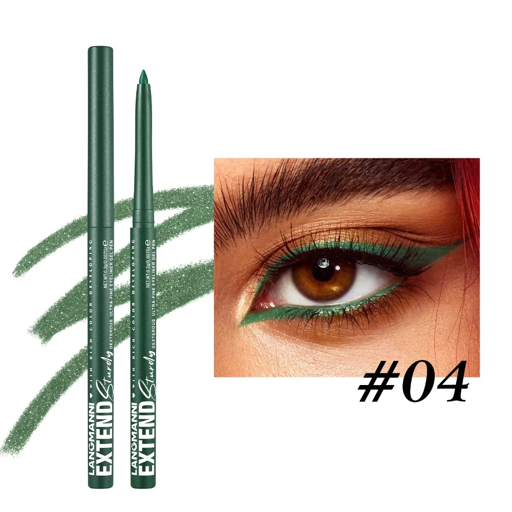 Fast Dry Green Glitter Waterproof Eyeliner Matte Finish Long Lasting Makeup Pencil Smudge Resistant Concealer Pen Daily Use