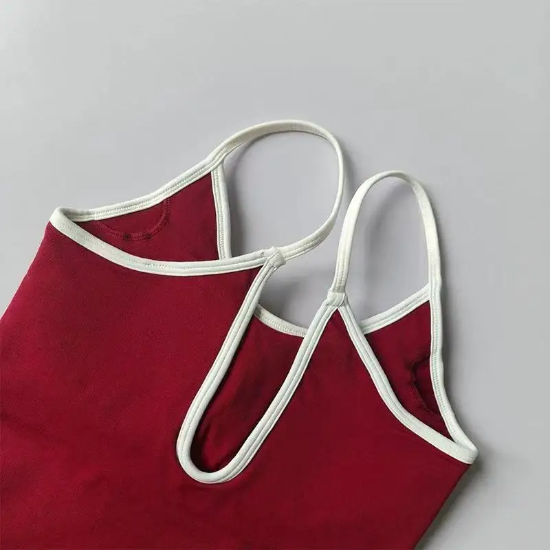 قميص بدون أكمام مثير بدون أكمام مع أكواب مبطنة، ملابس خارجية سريعة الجفاف للجري والرياضة واللياقة البدنية وحمالة صدر نسائية لليوجا #2