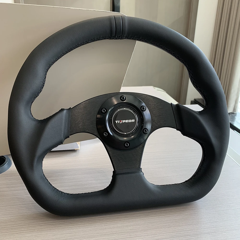 Universal 330mm Black Edition Leather Sport Modified Racing Steering Wheel D-type game simulator steering wheel