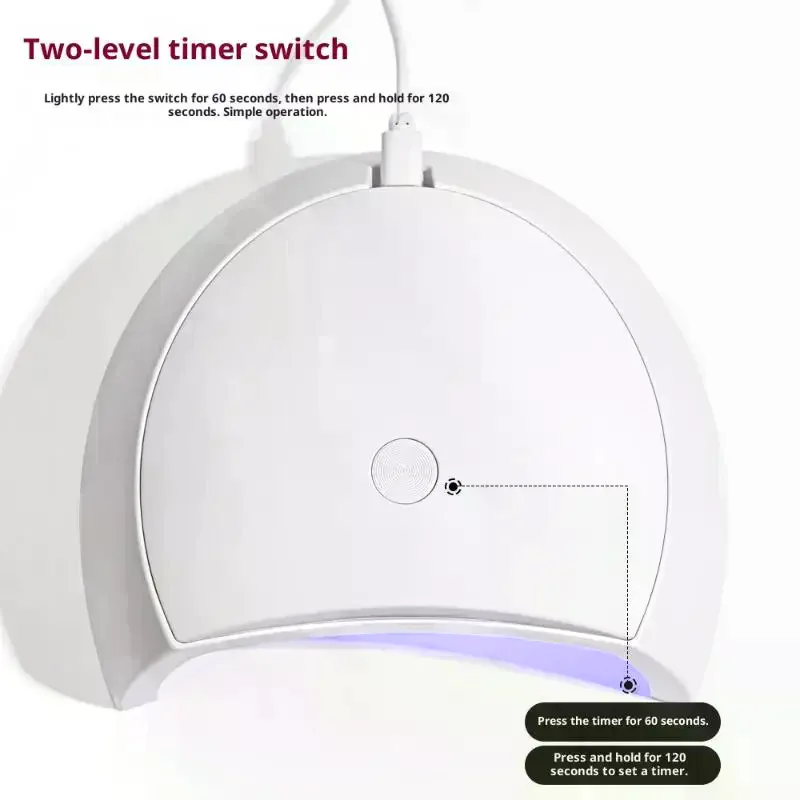 60 واط آلة مجفف الأظافر الصغيرة المحمولة LED الأشعة فوق البنفسجية مانيكير مصباح مسمار مصباح مع 2 وسائط توقيت لتجفيف الورنيش البولندية مع كابل يو اس بي