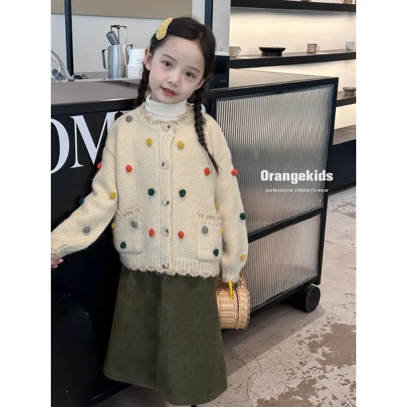 Spring and Autumn Children's Skirts for Girls Loose Autumn and Winter Korean Artistic Corduroy Long Versatile Half Skirt