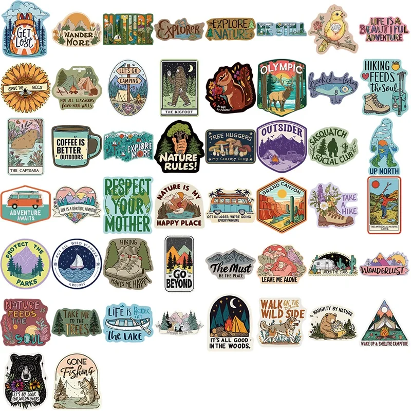 10/30/50PCS Cartoon Colored Nature PVC Sticky Sticker Aesthetic DIY Decoration Scrapbooking Hand Accounting Supplies view 5