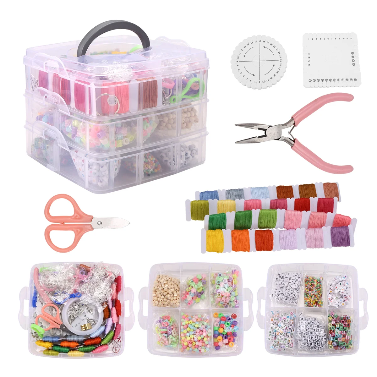 

Набор браслетов дружбы APB-12 стилей с веревкой и бусинами с буквами, цветной нитью для вышивания, эластичным шнуром, диск для плетения, поиск