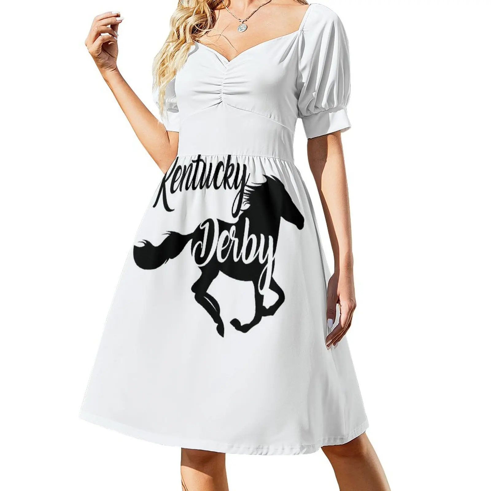 Kentucky Derby the best Running horse Short Sleeved Dress wedding dresses for woman women's elegant loose dresses Dress