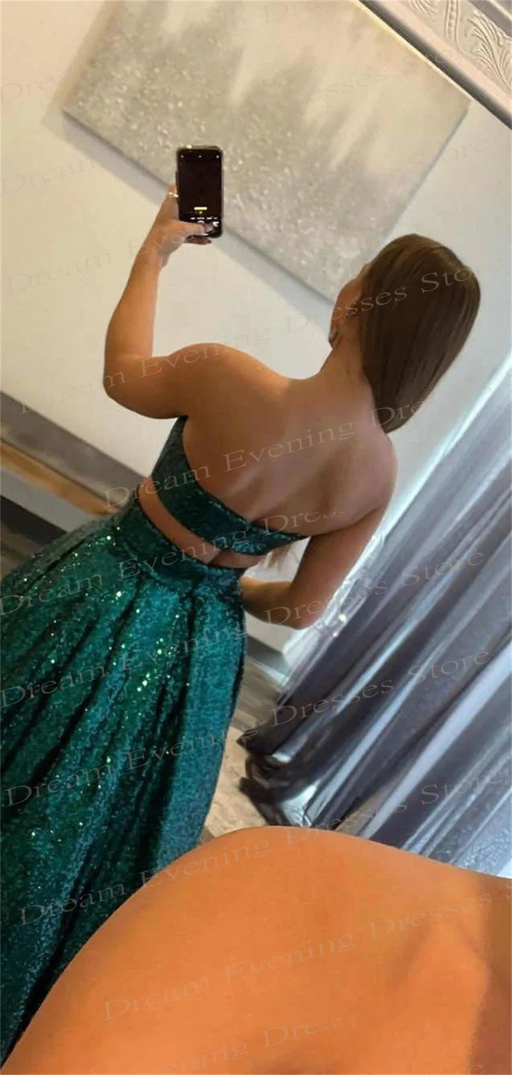 Vestidos de noite sem alças Glitter feminino, verde escuro, sexy, sem mangas, brilhantes vestidos de baile, elegante, requintado