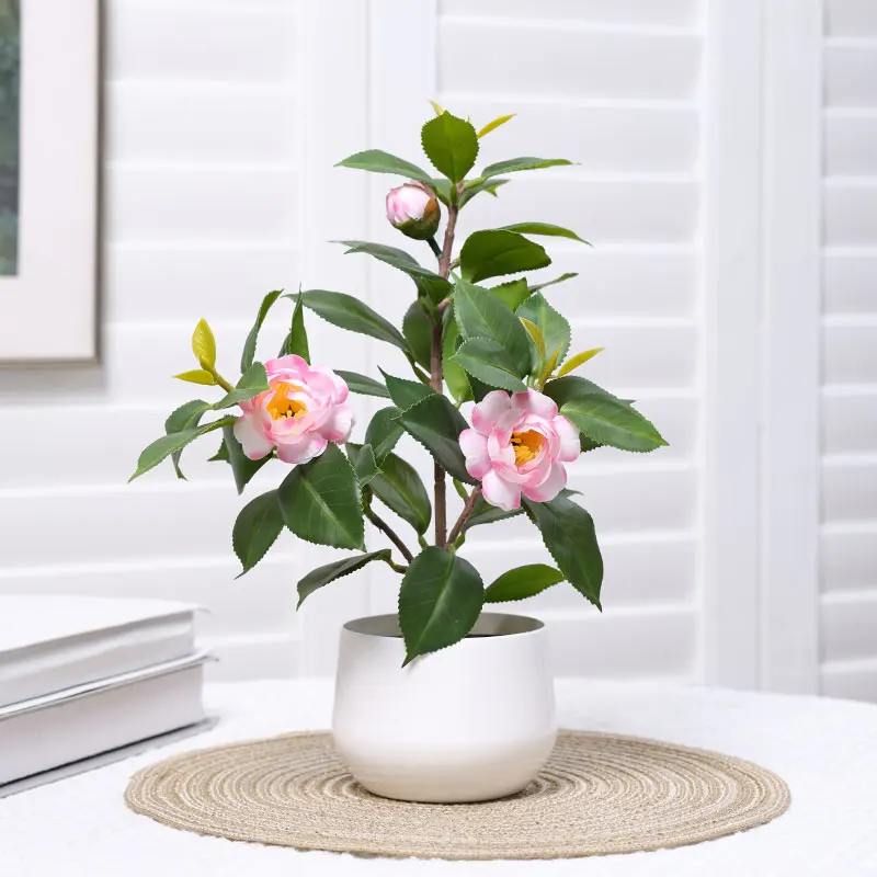 1pc simulierte Kamelie Topfpflanze, Business Office Desktop, Foyer, Fensterbank, Garten, Garten, Blumen kunst, Heim dekoration
