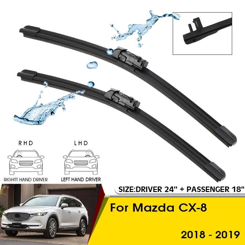 

Car Wiper Blades For Mazda CX-8 2018 2019 Windshield Windscreen Front Window Blades 24"+18" Car Accessories
