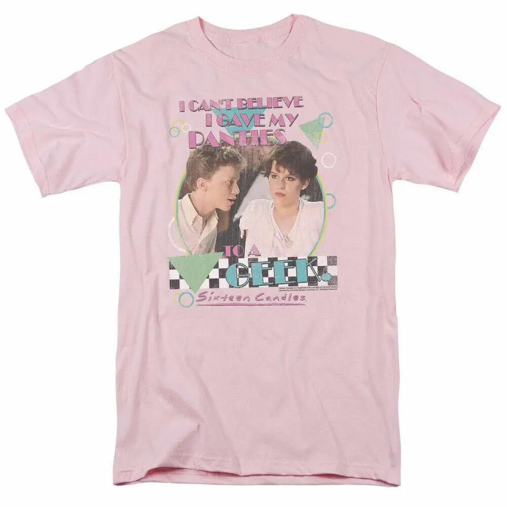 

Sixteen Candles Panties T Shirt Mens Licensed Movie Tee Sam The Geek Light Pink