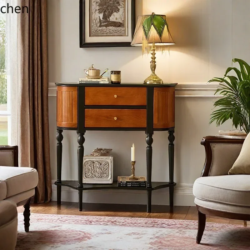 DSA  Entrance Cabinet Vintage Solid Wood with Drawers and Storage Shelves Moisture-Proof Partition Cabinet