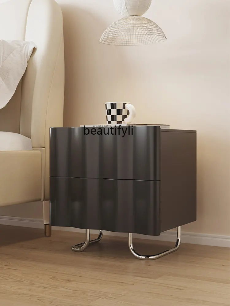 zq French Cream Bedside Table Simple Storage Box Simple Multifunctional Wave Bedside Table