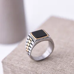 New 316L stainless steel high-quality agate ring, classic, trendy and fashionable