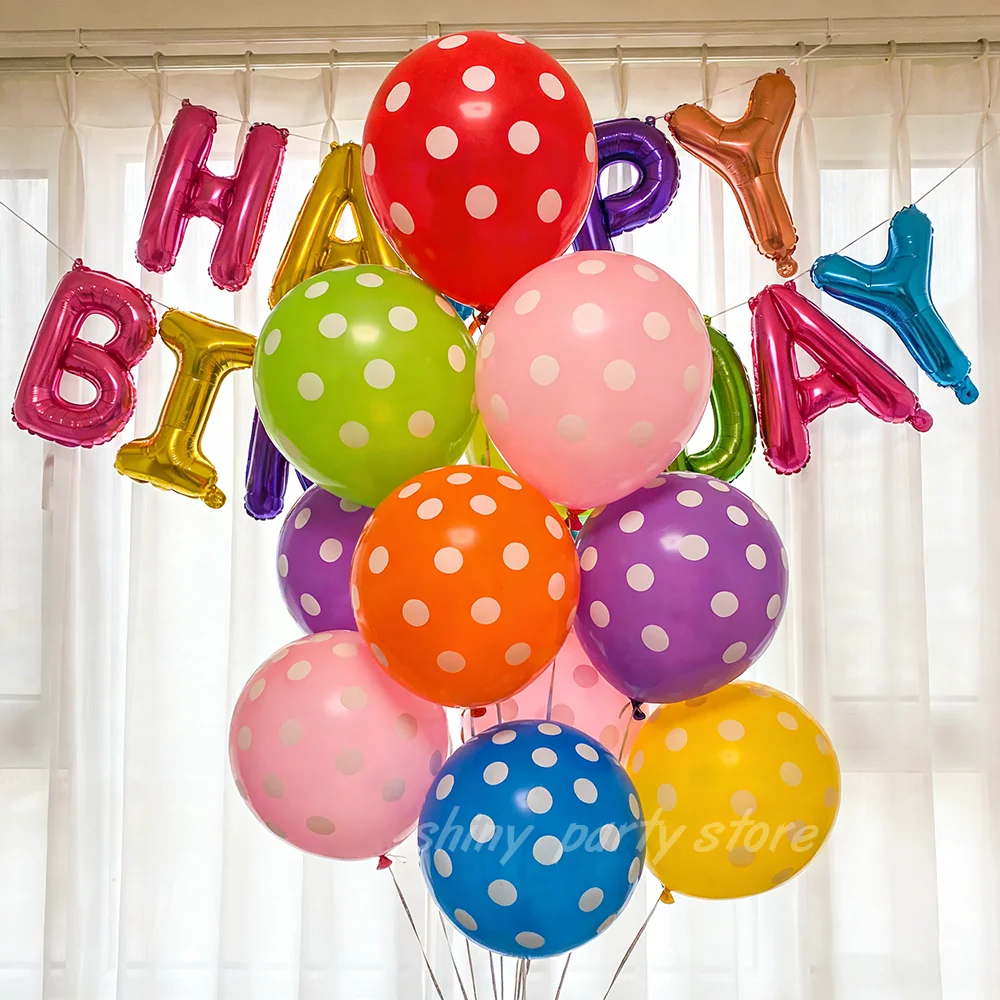 

30pcs 12inch Colorful Balloons Round Wave Point Pattern Birthday Party Wedding Valentine's Day Anniversary Party Decoration