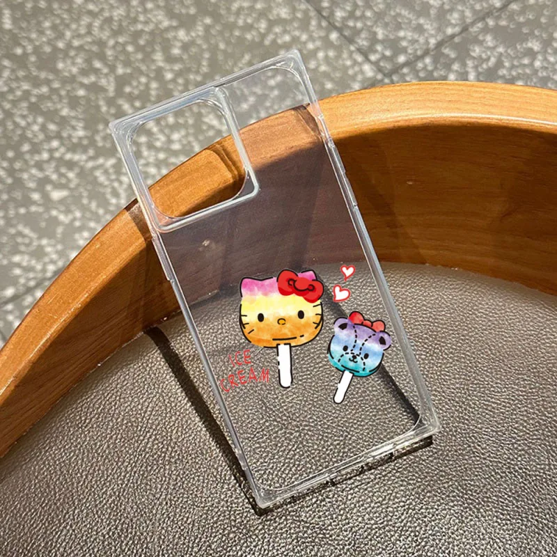 حافظة هاتف هالو كيتي شفافة مربعة ناعمة مضادة للخدش وسائد هوائية زاوية متوافقة مع آيفون 12 13 14 15 16 17 #5