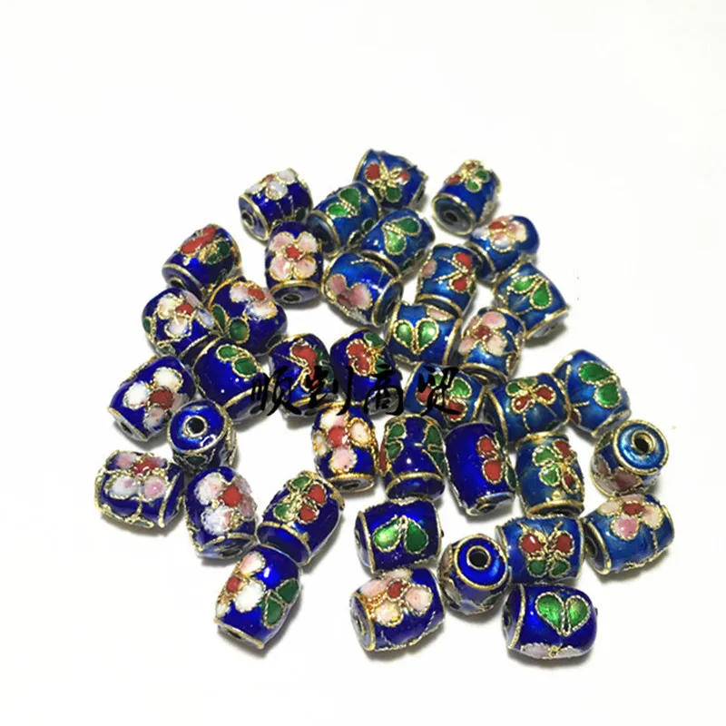 10Pcs 7x9mm Enameling Cylindrical Rectangle Beads DIY Chinese Cloisonne Accessories Jewelry Making Findings Intangible Cultural