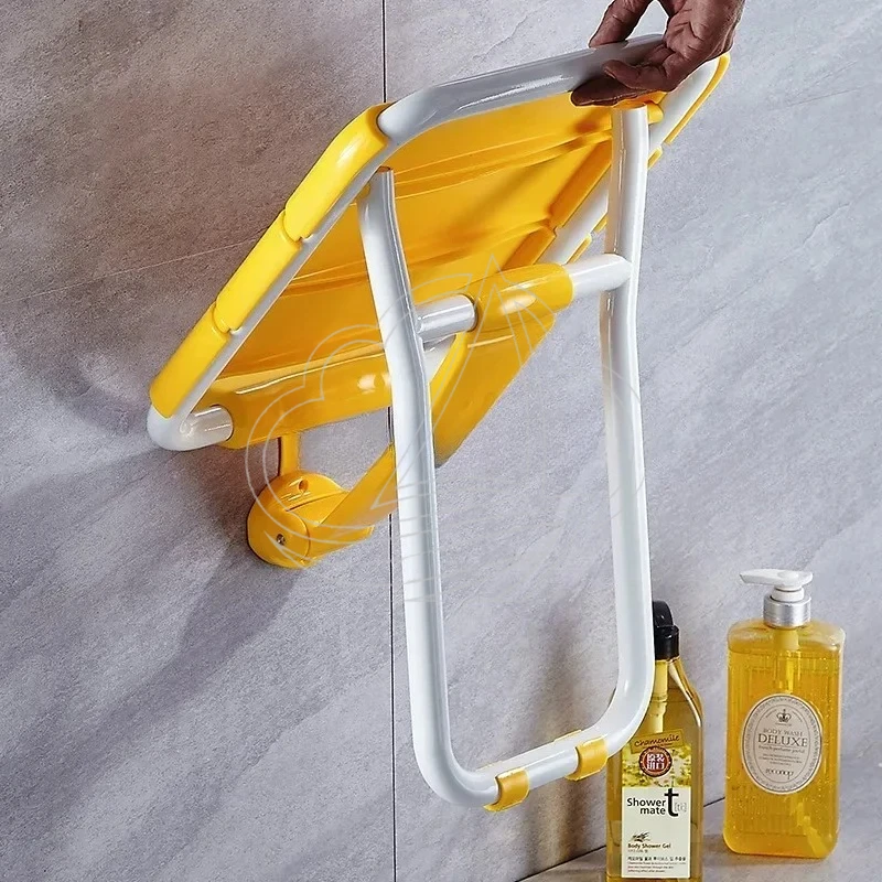 Wall Mounted Aluminum Alloy Shower Chair Folding Safety Bathroom Stool Multifunctional Elderly And Disabled Seat