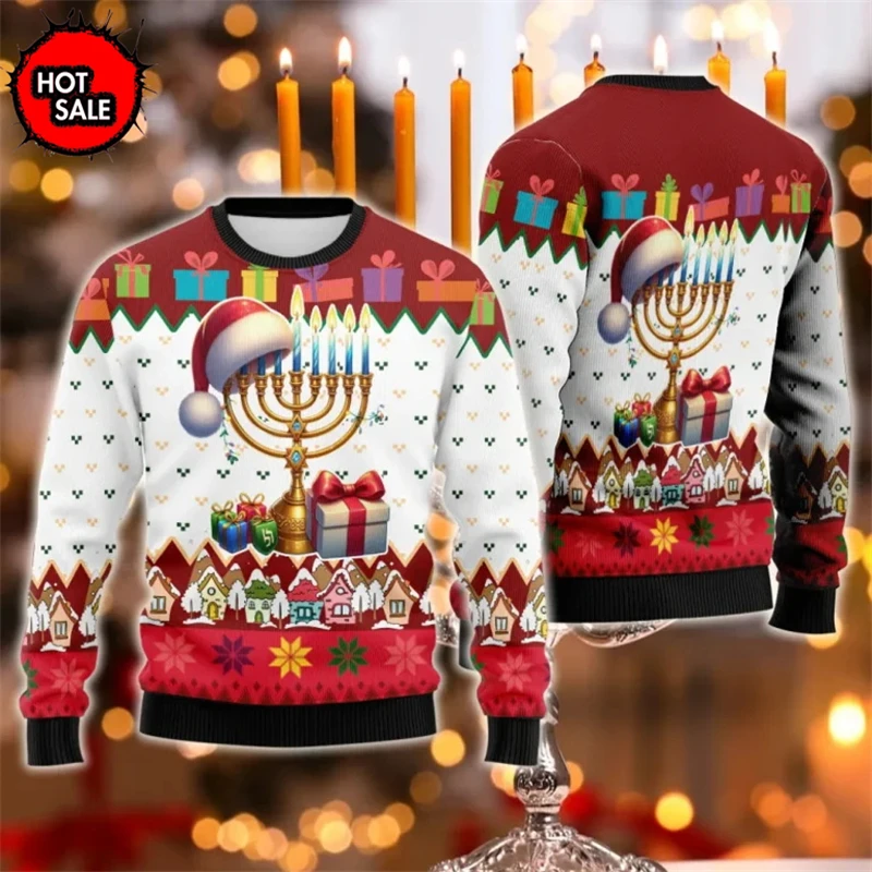 Ugly Christmas Sweaters Mens Designer Clothes 3D Hanukkah Printed Holiday Party Woman Sweatshirt For Party Birthday Sweatshirt